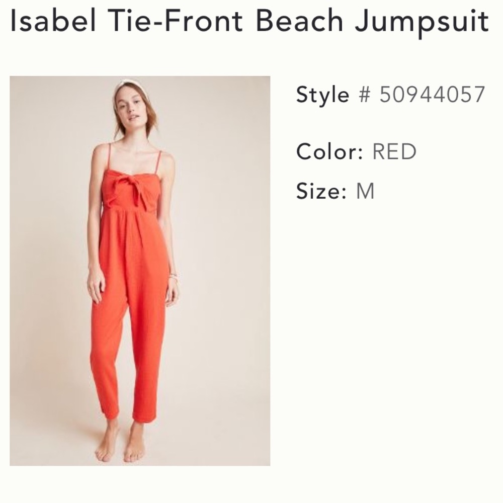 Anthropologie jumpsuit red size medium NWT
